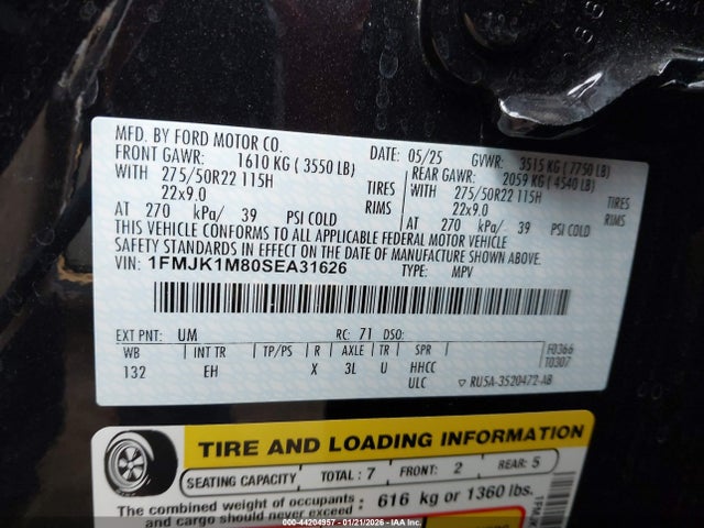 1FMJK1M80SEA31626 Ford Expedition Platinum Max