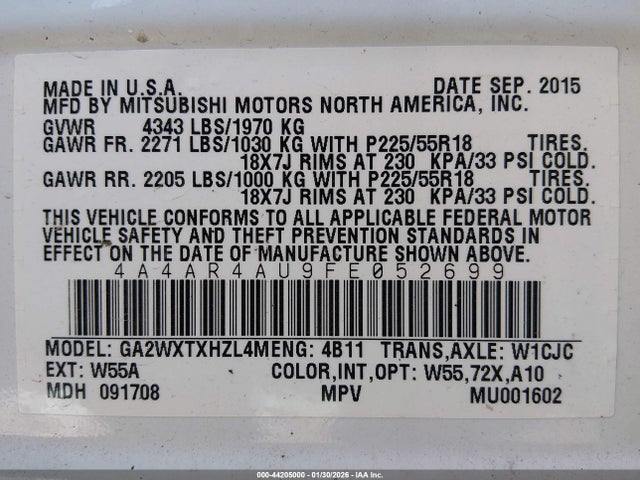 2015 MITSUBISHI OUTLANDER SPORT 4A4AR4AU9FE052699 Photo 8