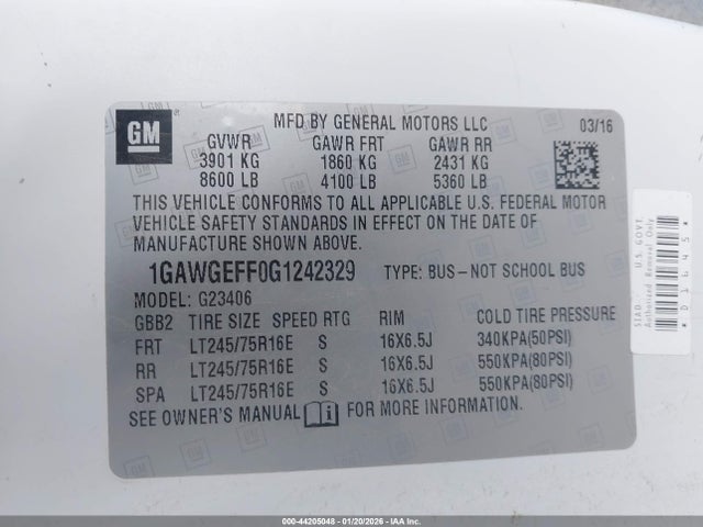 1GAWGEFF0G1242329 Chevrolet Express 2500 Ls