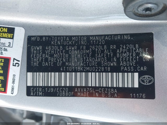 Toyota Camry Se Nightshade Edition Awd 2021 4T1G11BK2MU022818 Image 9