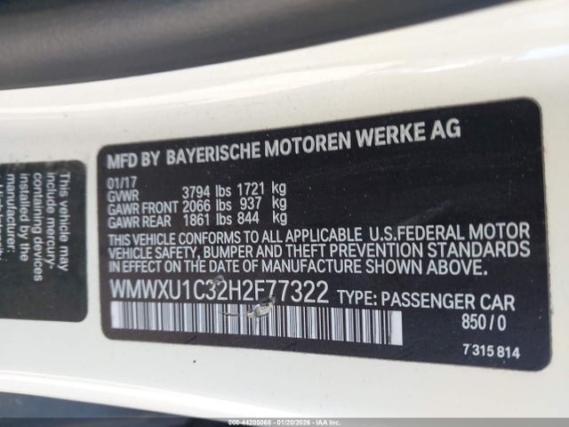 2017 MINI HARDTOP WMWXU1C32H2F77322 Photo 8