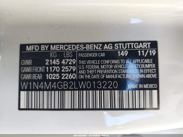 W1N4M4GB2LW013220 Mercedes-Benz GLB 250