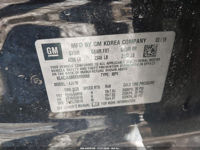 Продажа на аукционе авто 2019 Buick Encore Fwd Preferred, vin: KL4CJASB6KB890066, номер лота: 44205106