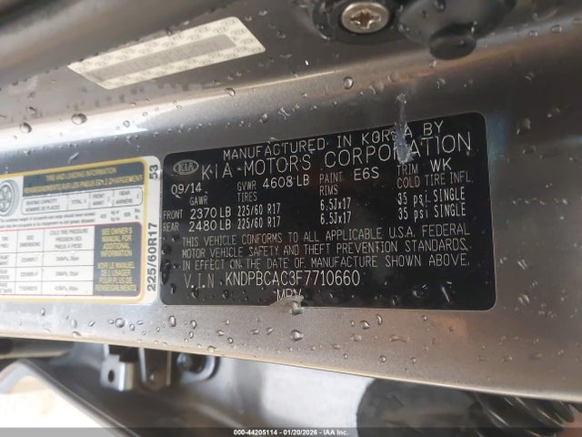 44205114 :رقم المزاد ، KNDPBCAC3F7710660 vin ، 2015 Kia Sportage Lx مزاد بيع