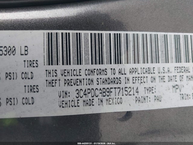 Dodge Journey American Value Pkg 2015 3C4PDCAB9FT715214 Image 9