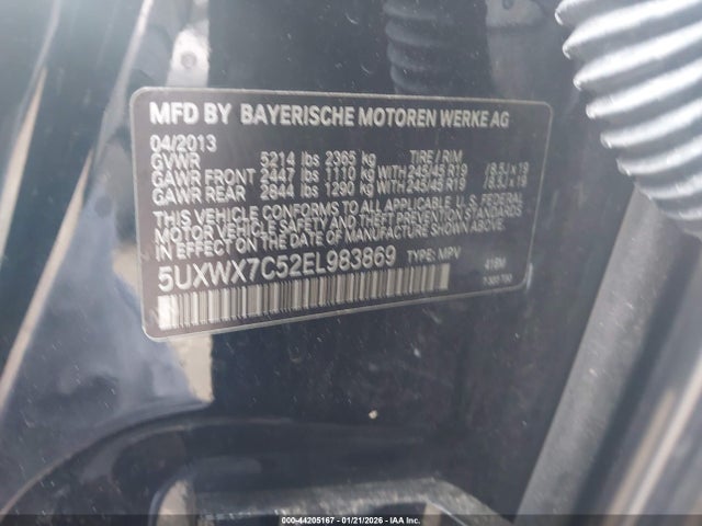 BMW X3 Xdrive35i 2014 5UXWX7C52EL983869 Image 9