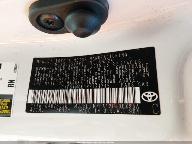 5YFS4MCE1RP194715 Toyota COROLLA SE