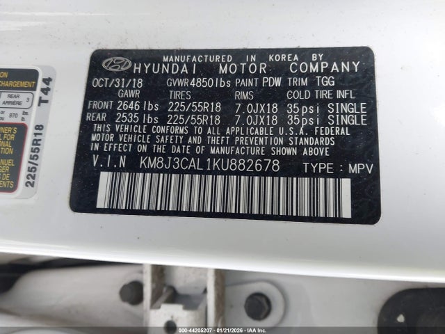 2019 HYUNDAI TUCSON KM8J3CAL1KU882678 Photo 8