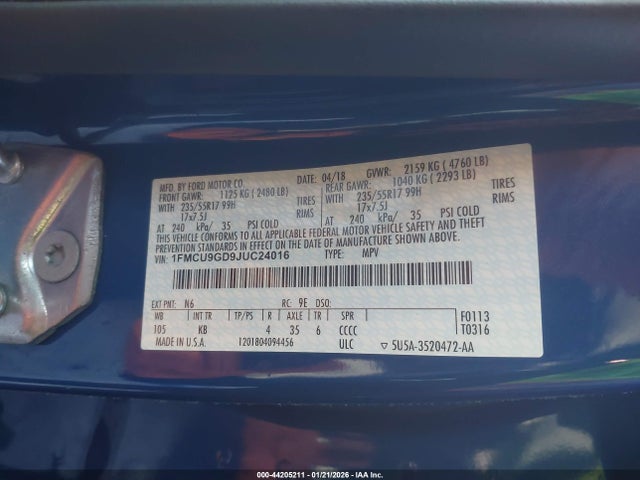 2018 FORD ESCAPE 1FMCU9GD9JUC24016 Photo 8