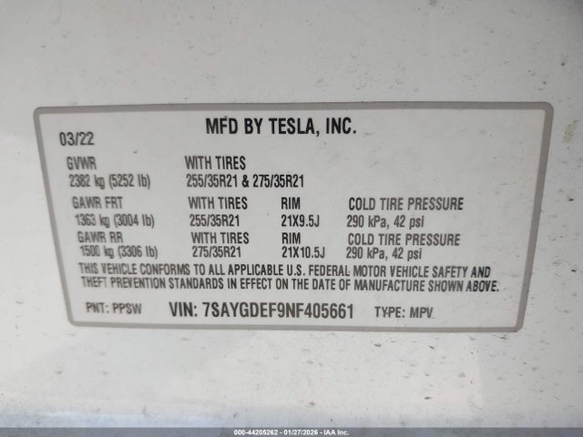 Продажа на аукционе авто 2022 Tesla Model Y Performance Dual Motor All-wheel Drive, vin: 7SAYGDEF9NF405661, номер лота: 44205262