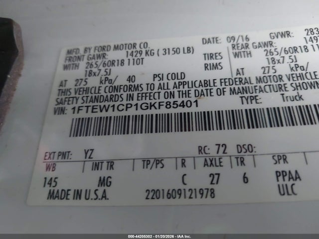 Ford F-150 Xlt 2016 1FTEW1CP1GKF85401 Image 9