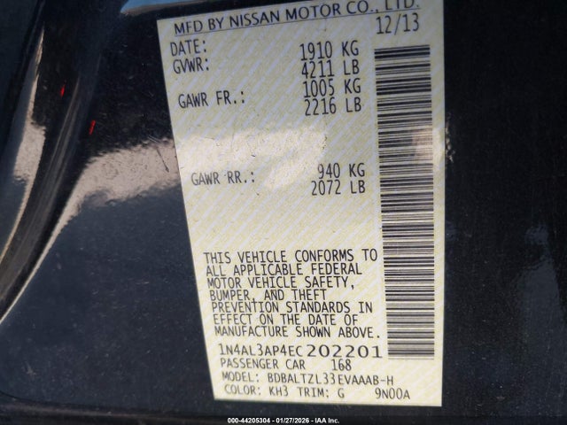 Nissan Altima 2.5 Sv 2014 1N4AL3AP4EC202201 Image 9