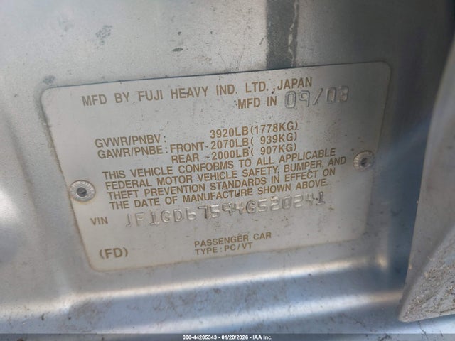 2004 SUBARU IMPREZA JF1GD67594G520241 Photo 8