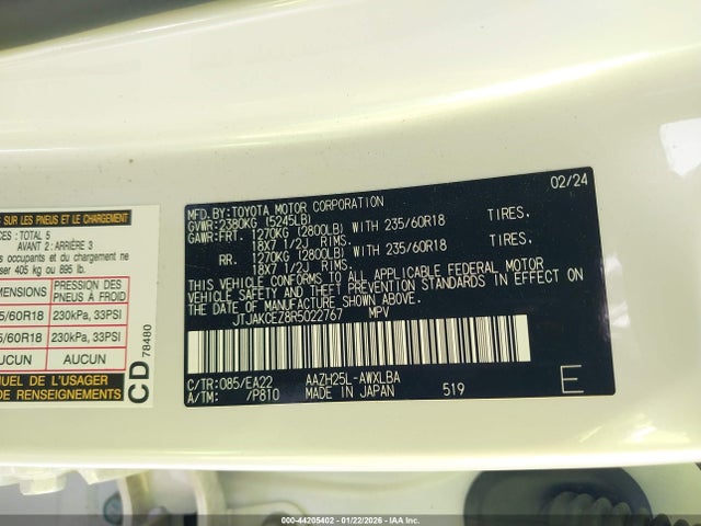 Aukcja sprzedaży 2024 Lexus Nx 350h, vin: JTJAKCEZ8R5022767, numer aukcji: 44205402