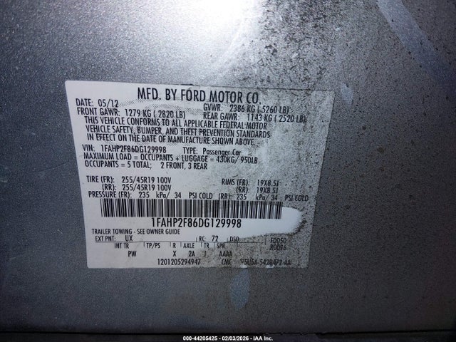 2013 FORD TAURUS 1FAHP2F86DG129998 Photo 8