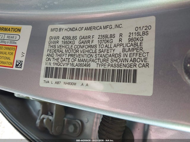 1HGCV1F16LA060496 Honda ACCORD LX