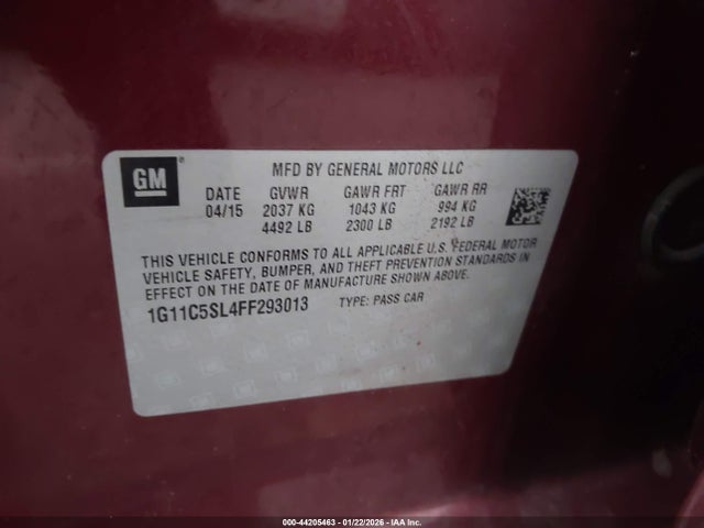 2015 CHEVROLET MALIBU 1G11C5SL4FF293013 Photo 8