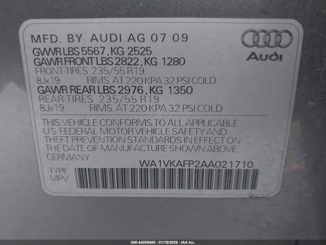 2010 AUDI Q5 WA1VKAFP2AA021710 Photo 8