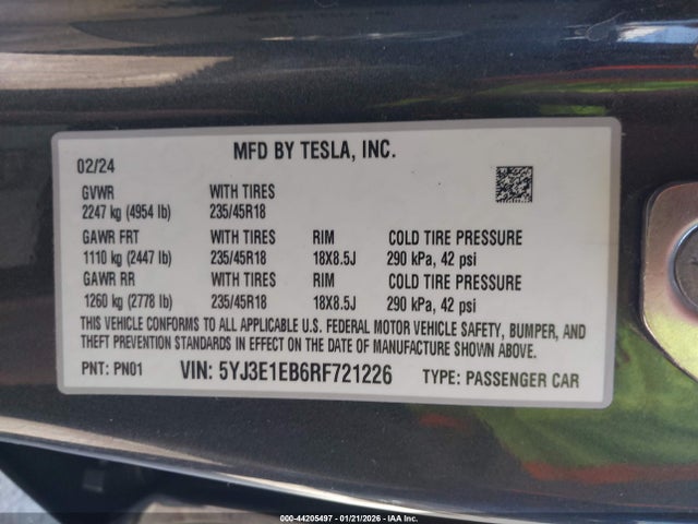 2024 TESLA MODEL 3 5YJ3E1EB6RF721226 Photo 8
