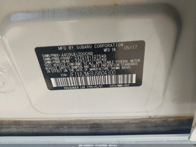 44205510 :رقم المزاد ، JF1VA2M69J9804300 vin ، 2018 Subaru Wrx Sti مزاد بيع