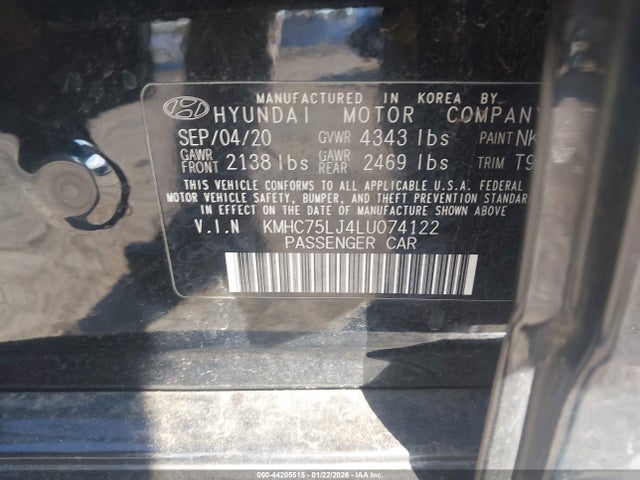 KMHC75LJ4LU074122 Hyundai Ioniq Electric Se