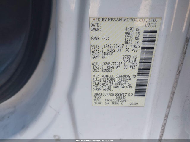 1N6AF0LY7GN800762 Nissan Nv S