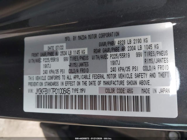 Продаж на аукціоні авто 2023 Mazda Cx-5 2.5 Turbo Signature, vin: JM3KFBXY7P0100645, номер лоту: 44205572