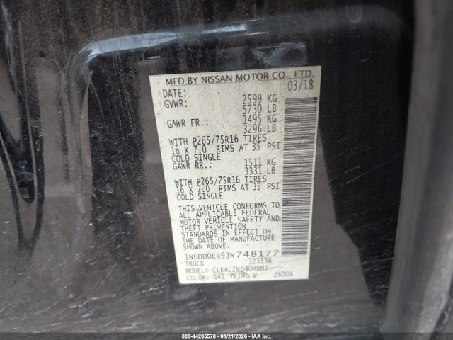1N6DD0ER9JN748177 Nissan Frontier Desert Runner