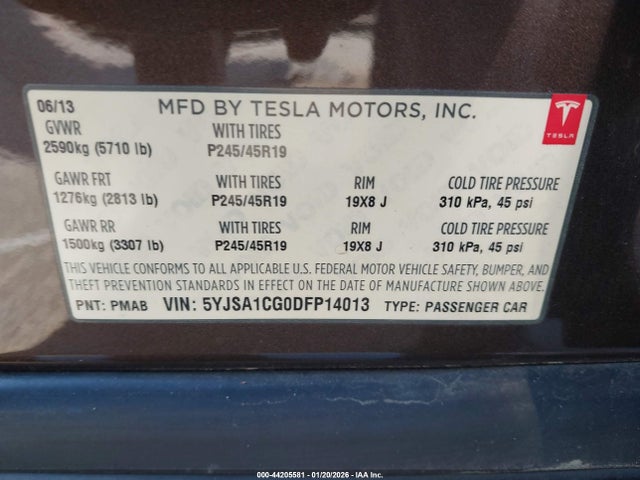 2013 TESLA MODEL S 5YJSA1CG0DFP14013 Photo 8