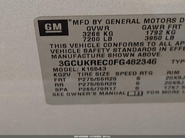 3GCUKREC0FG482346 Chevrolet Silverado 1500 1lt
