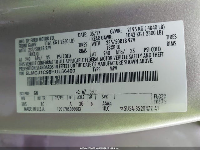 2017 LINCOLN MKC 5LMCJ1C98HUL56400 Photo 8