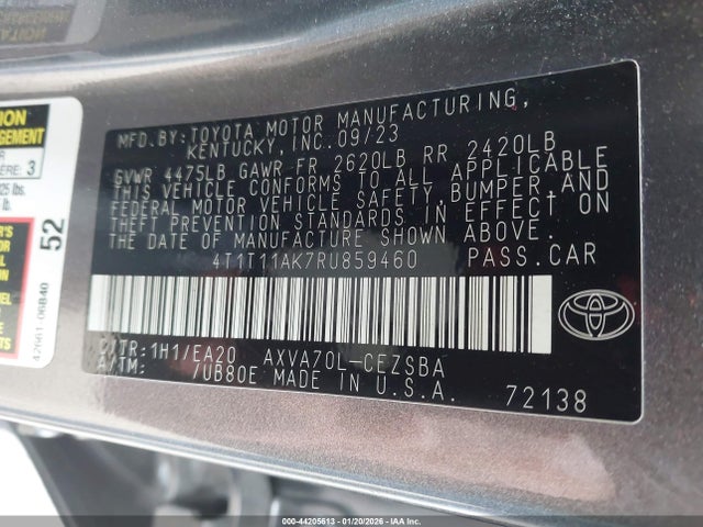 4T1T11AK7RU859460 Toyota CAMRY SE
