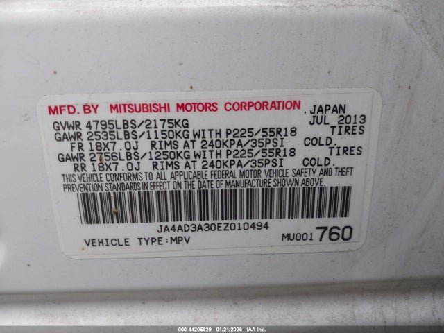 2014 MITSUBISHI OUTLANDER JA4AD3A30EZ010494 Photo 8
