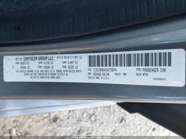 Aukcja sprzedaży 2012 Chrysler 200 Lx, vin: 1C3CCBAB4CN273874, numer aukcji: 44205633