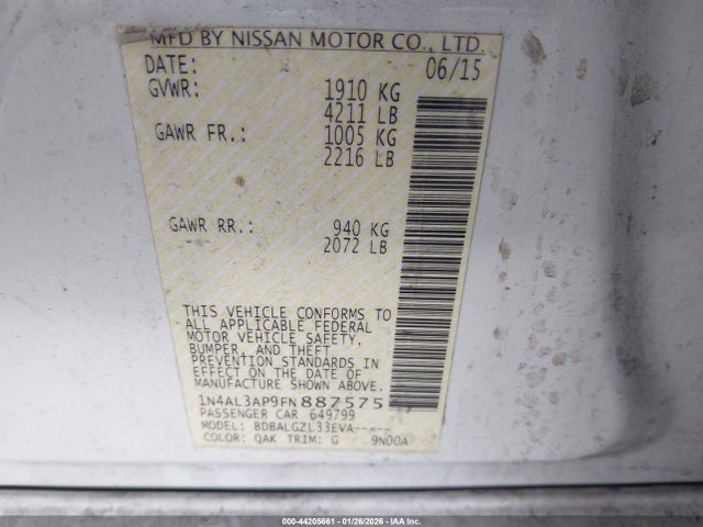 1N4AL3AP9FN887575 Nissan Altima