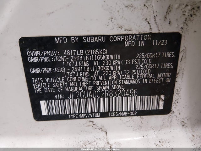 Продаж на аукціоні авто 2024 Subaru Crosstrek Premium, vin: JF2GUADC2R8320496, номер лоту: 44205774