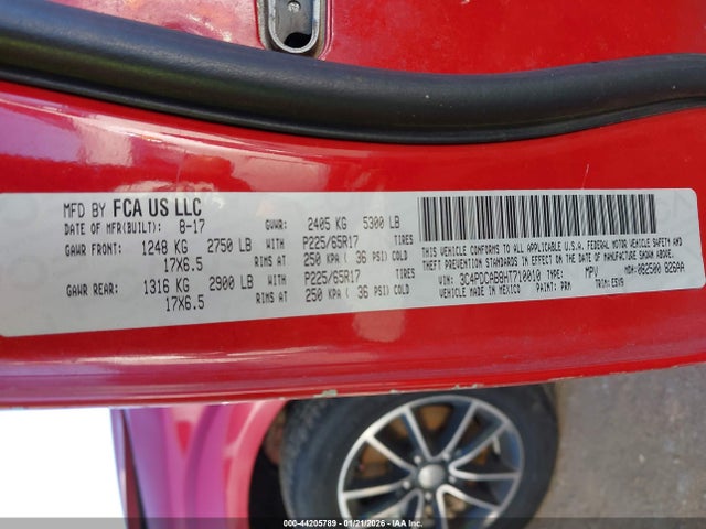 44205789 :رقم المزاد ، 3C4PDCAB8HT710010 vin ، 2017 Dodge Journey Se مزاد بيع