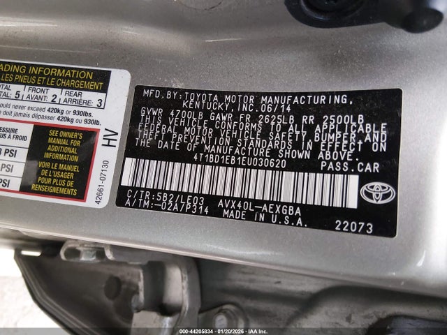 4T1BD1EB1EU030620 Toyota Avalon Hybrid Xle Touring