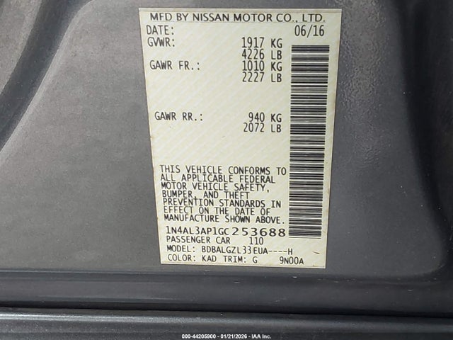 Nissan Altima 2.5 S 2016 1N4AL3AP1GC253688 Image 9