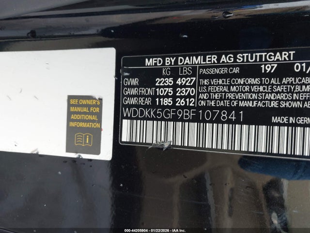 2011 Mercedes-benz E 350 მანქანა იყიდება აუქციონზე, vin: WDDKK5GF9BF107841, აუქციონის ნომერი: 44205904