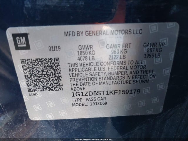 1G1ZD5ST1KF159179 Chevrolet MALIBU LT