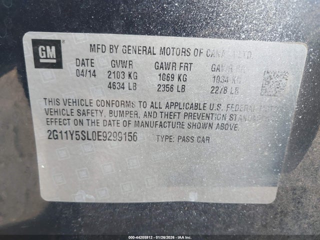 2G11Y5SL0E9299156 Chevrolet Impala 1ls