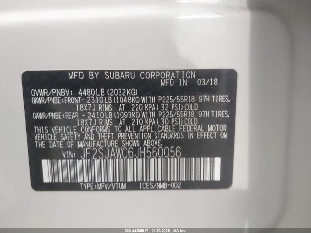 JF2SJAWC6JH560056 Subaru Forester 2.5i Touring