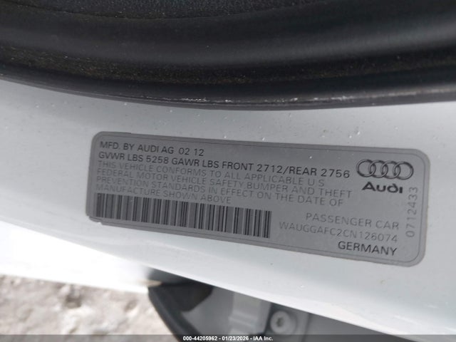 2012 AUDI A6 WAUGGAFC2CN126074 Photo 8