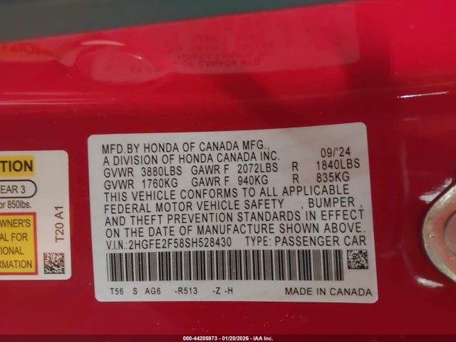 Honda Civic Sport 2025 2HGFE2F58SH528430 Image 9