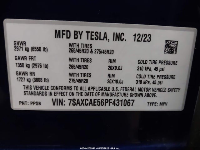 2023 TESLA MODEL X 7SAXCAE56PF431067 Photo 8