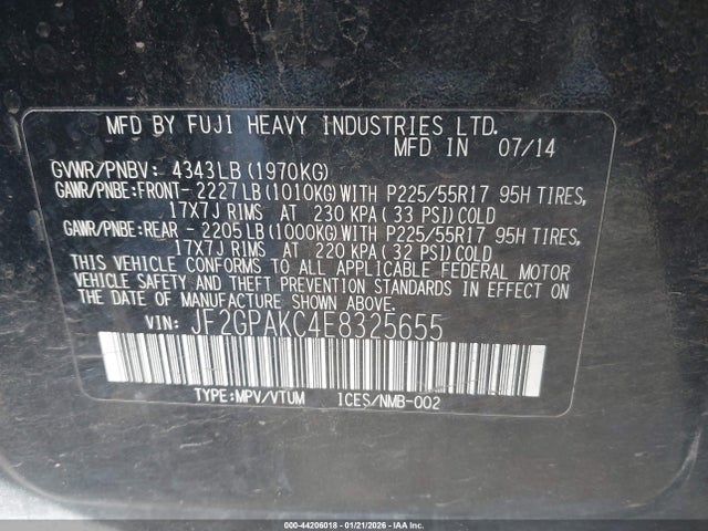 Subaru Xv Crosstrek 2.0i Limited 2014 JF2GPAKC4E8325655 Image 9