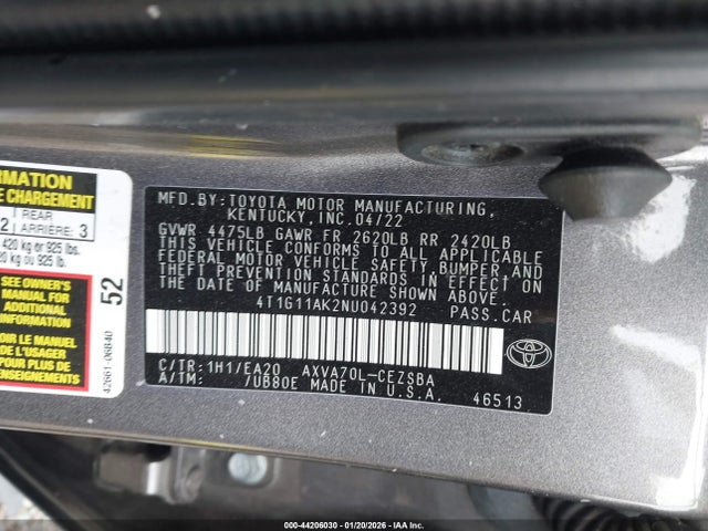 Toyota CAMRY SE 2022 4T1G11AK2NU042392 Image 9