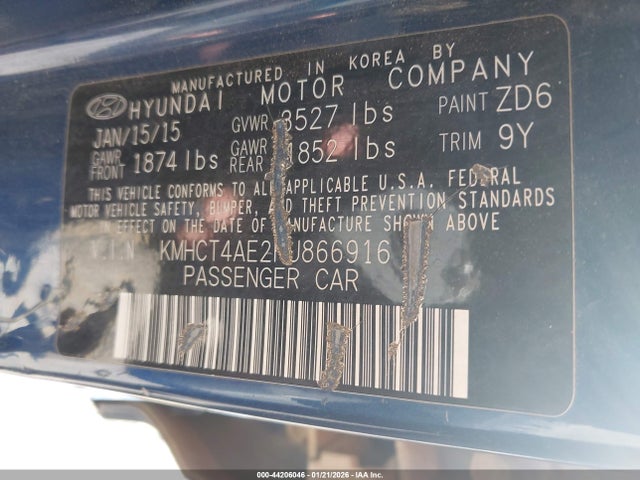 Aukcja sprzedaży 2015 Hyundai Accent Gls, vin: KMHCT4AE2FU866916, numer aukcji: 44206046