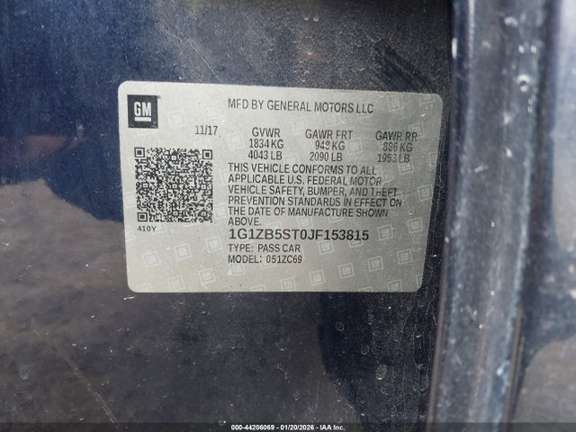 1G1ZB5ST0JF153815 Chevrolet Malibu 1ls